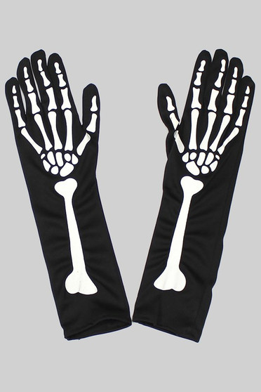 Halloween Hand Bone Long Gloves - #KG23619