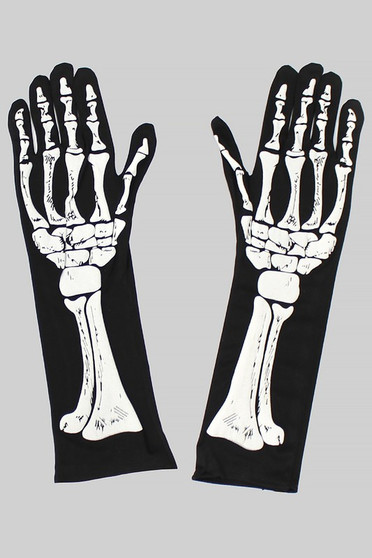 Halloween Hand Bone Long Gloves - #KG23620
