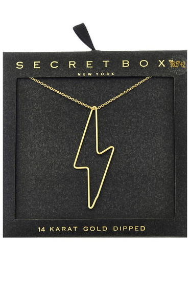 Gold Dipped Thunderbolt Pendant Necklace.