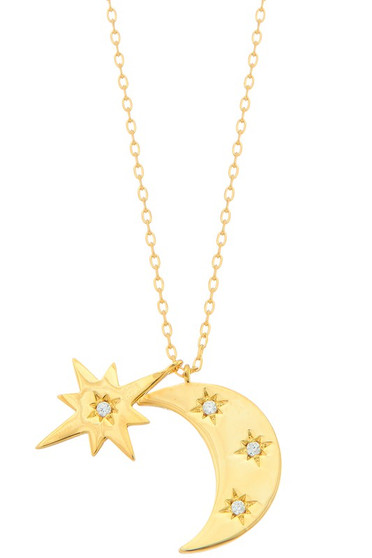 Gold Dipped Starburst Pendant Necklace .