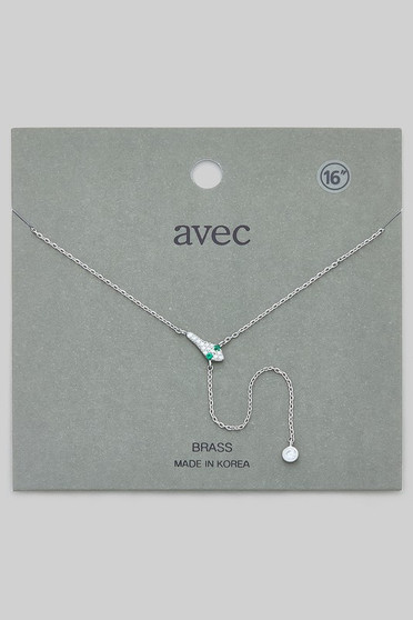 Brass Cz Pave Snake Charm Y Shape Necklace - #IND823