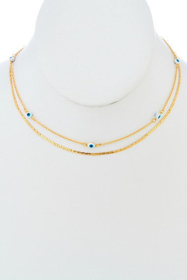 Layered Thin Strand Evil Eye Choker