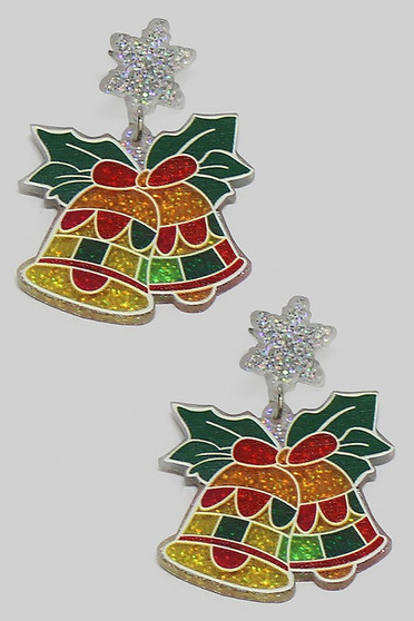 Christmas Jingle Bells Acrylic Drop Earrings