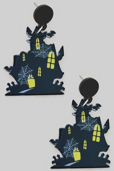 Acrylic Halloween Haunter House Drop Earrings