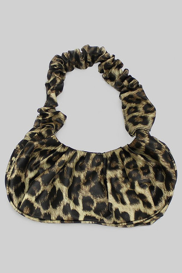 Faux Leather Leopard Print Small Hobo Bag - #KB23999