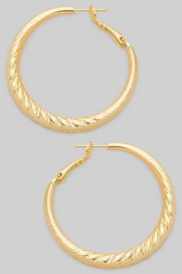 Textured Lever Back Hoop Earrings - #GE10672
