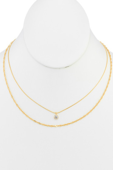 Mini Diamond Pendant Layered Necklace