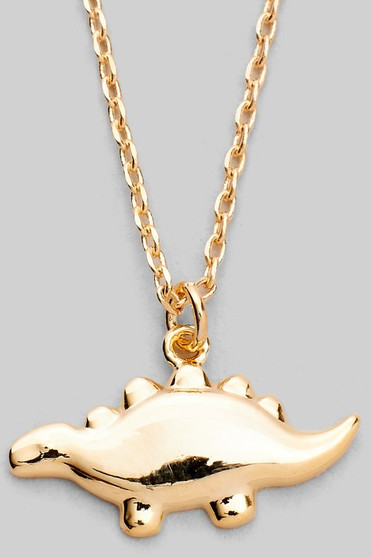 Dainty Brass Stegosaurus Pendant Necklace