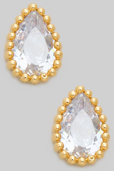 Dainty Teardrop Cz Studs