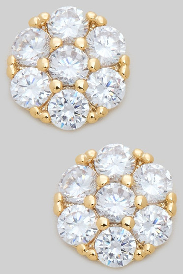 Cz Cluster Stone Stud Earrings