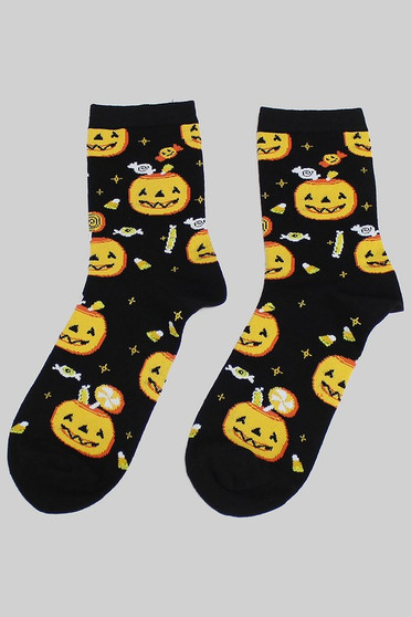 Candy Jack O Lantern Print Socks