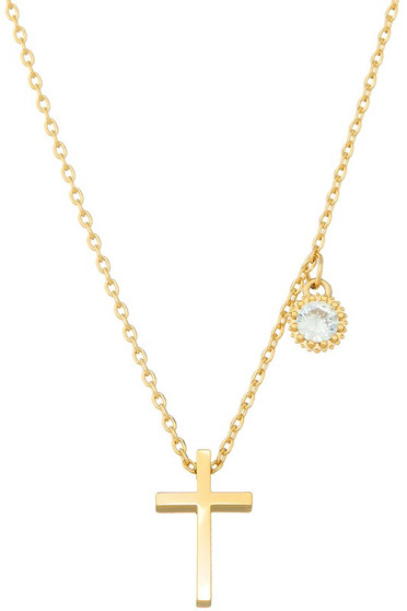 Gold Dipped Cross Pendant Necklace - #74914N