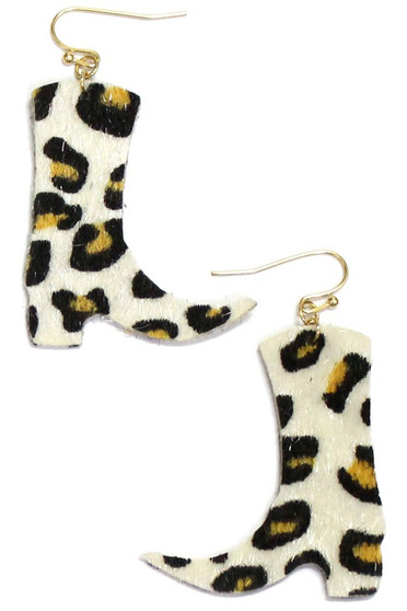 Animal Fur Cowgirl Boot Earrings - #KE18345