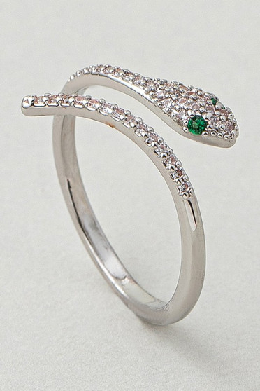 Brass Snake Twist Ring With Cz Pave