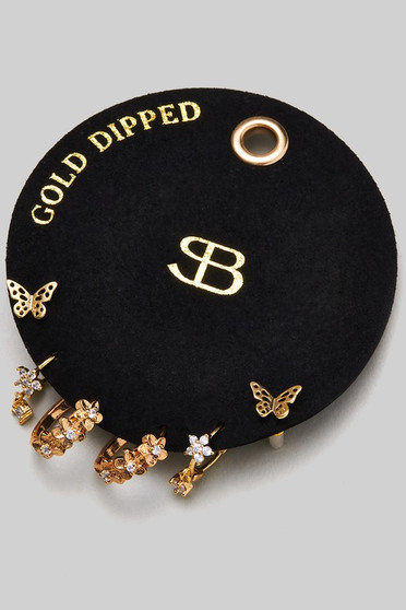 Gold Dipped Floral Butterfly Earring Set