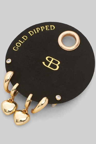 Gold Dipped Three Pair Hoop Earring Set - #SB-19933