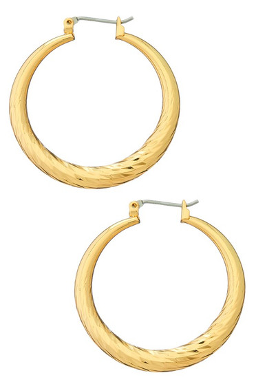 Texture Tapered Hoop Earrings - #HD536