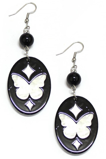 Marbled Acrylic Butterfly Drop Earrings