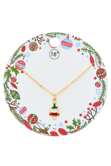 Christmas Tree Pendant Necklace - #JNB669