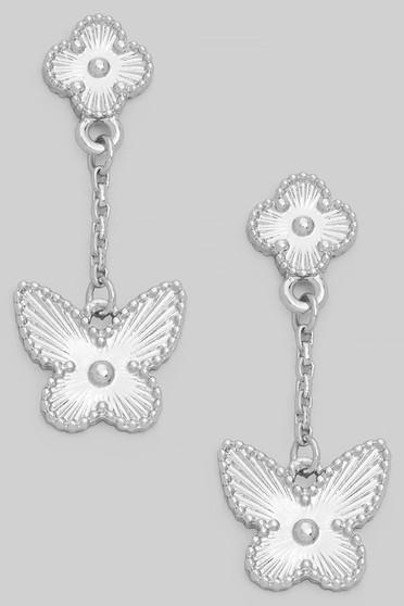 Clover And Butterfly Drop Earrings