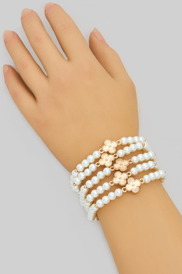 Five Clover Charm Stretch Bracelet Set