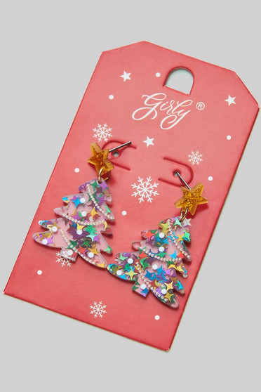 Acrylic Christmas Tree Earrings - #KE21491