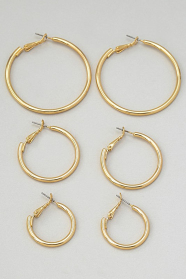 Three Pair Hoop Earring Set - #YE0102