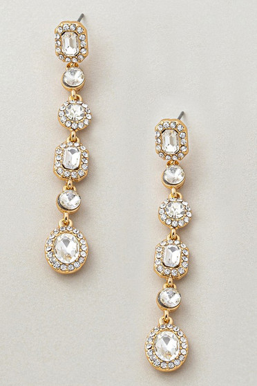 Tirered Multi Shape Cz Drop Earrings