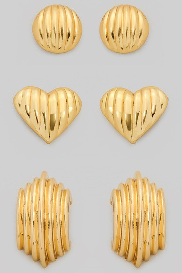 Three Pair Stud Earrings Set