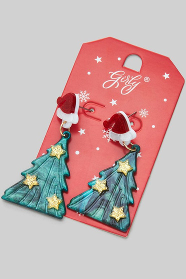 Acrylic Christmas Tree Santa Hat Earrings