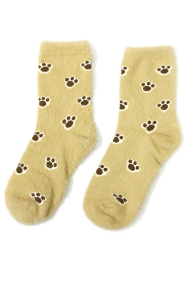 Fuzzy Paw Print Socks