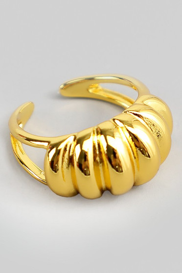 Metallic Croissant Open Band Ring