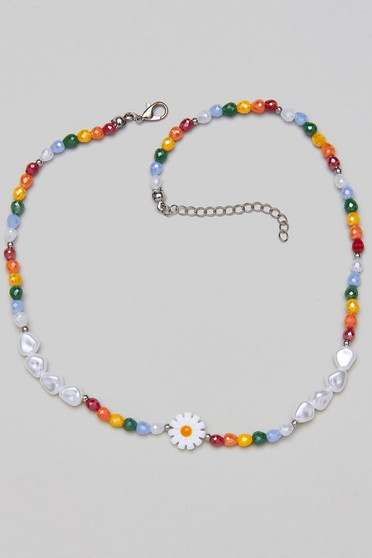 Glass Bead Faux Pearl Necklace