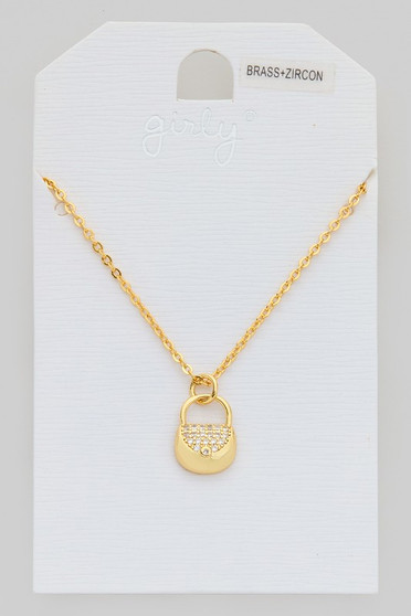Dainty Cz Pave Handbag Pendant Necklace