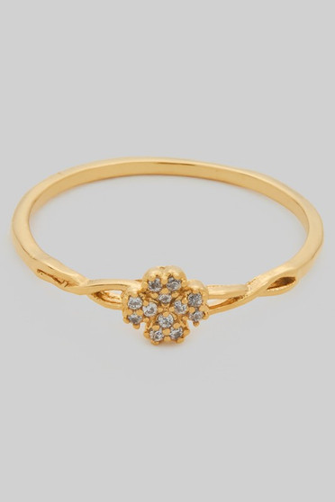 Brass Twist Ring With Cz Pave Clover