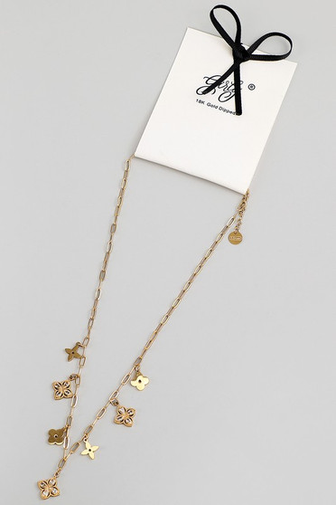 18K Gold Dipped Multi Clover Charms Chain Necklace