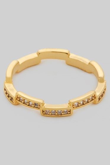 Brass Bar Ring With Cz Pave - #GR5168