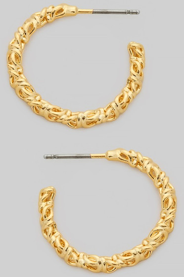 Metallic Knotted Open Hoop Earrings
