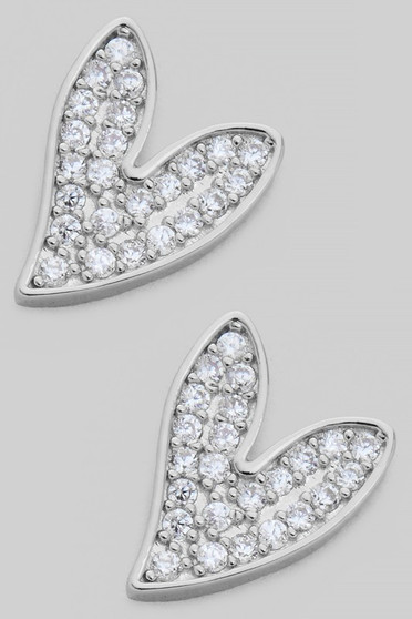 Stone Pave Heart Post Earrings 