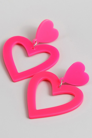 Acrylic Linked Heart Dangle Earrings - #KE24871