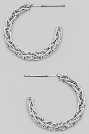 Metallic Braided Open Hoop Earrings