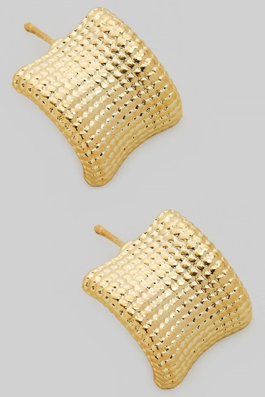 Textured Curved Square Post Earrings