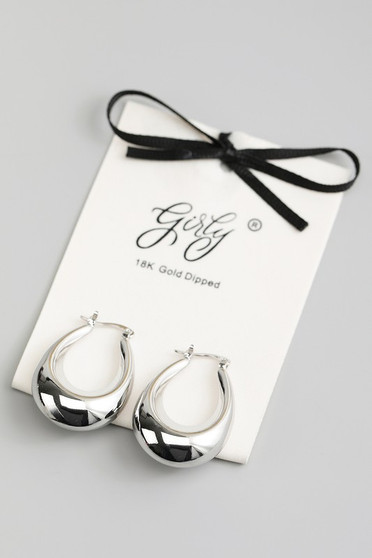 18K Gold Dipped Oval Pin Catch Hoop Earrings