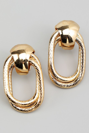 Layered Oval Ring Door Knocker Earrings