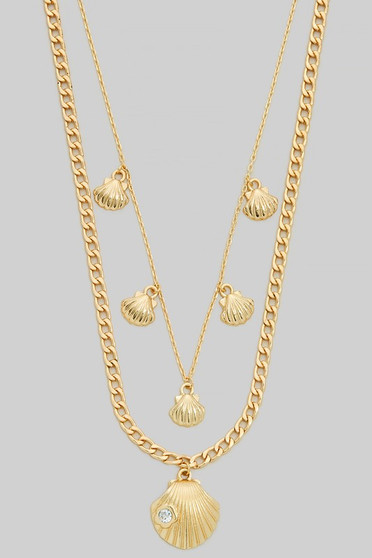 Sea Shell Charms Layered Necklace