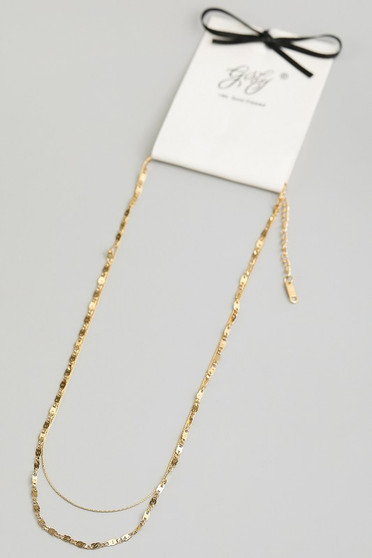 18K Gold Dipped Double Layered Chain Necklace - #KN25090