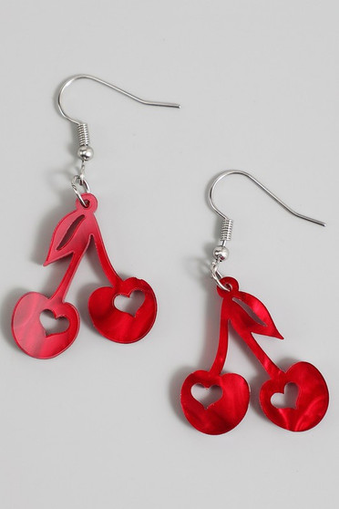 Acrylic Cherry Drop Earrings - #KE25291
