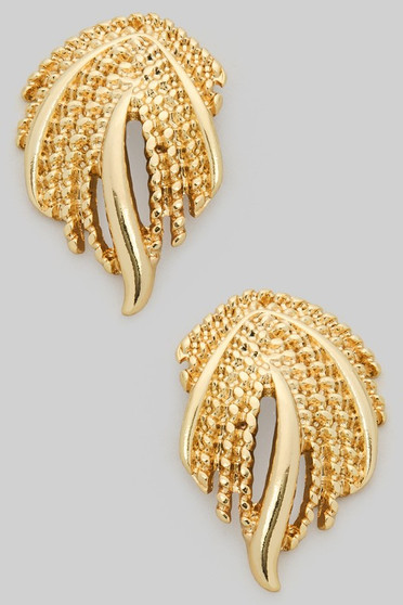 Metal Botanical Post Earrings