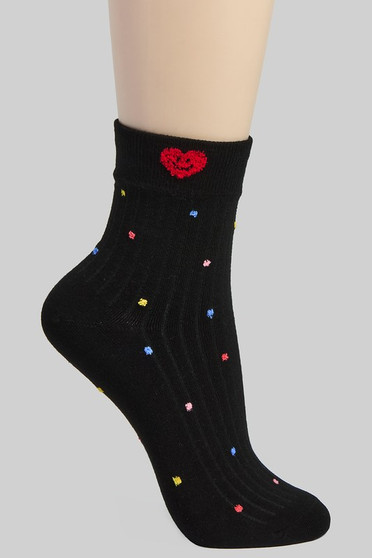 Smiley Heart Polka Dot Socks