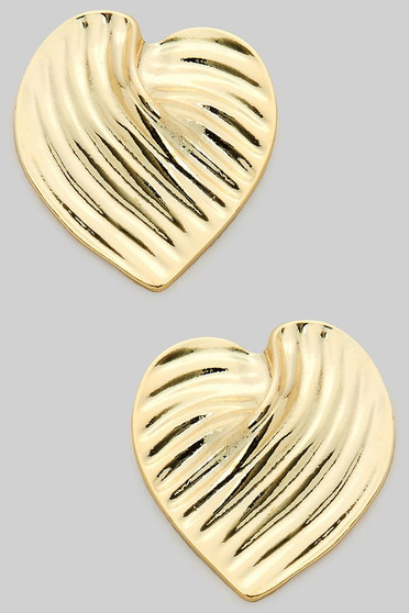 Textured Wave Heart Earrings